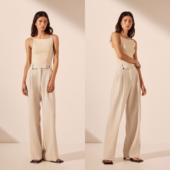 Shona Joy Pants - NWT Shona Joy Irena High Waisted Tailored Pant Bone Womens Size 10
